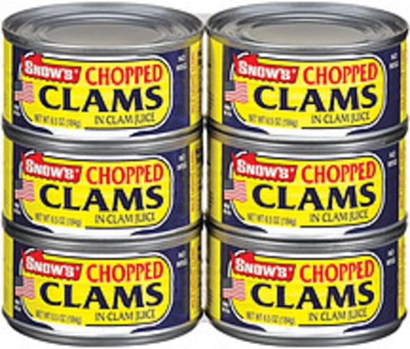Snow's Chopped In Clam Juice 6 Ct Clams 6.5 oz, Nutrition Information Innit