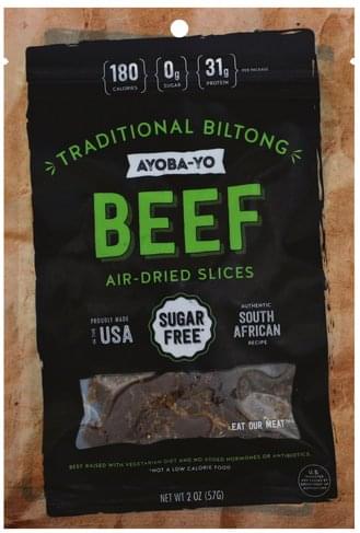 Ayoba Yo Air-Dried, Traditional Biltong, Slices Beef - 2 oz