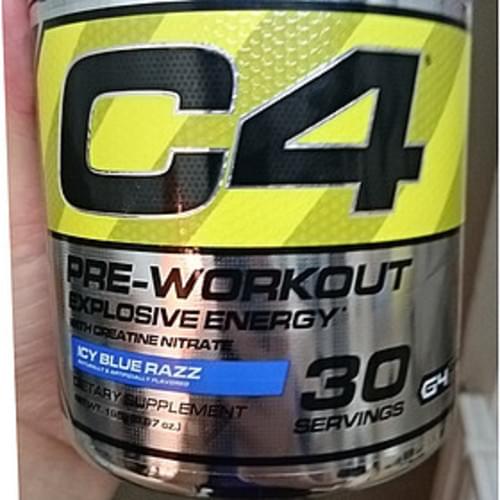 C4 Icy Blue Razz PreWorkout Explosive Energy with Creatine Nitrate 6.5 g, Nutrition
