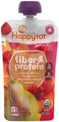 Happy Tot Fiber & Protein, Tots & Tykes 4 Fruit & Veggie Blend - 4 oz