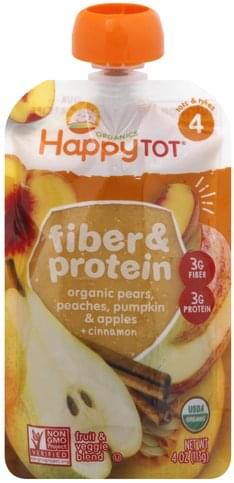 Happy Tot Fiber & Protein, Tots & Tykes 4 Fruit & Veggie Blend - 4 oz