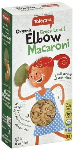 Tolerant Organic, Green Lentil Elbow Macaroni - 6 oz