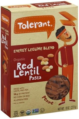 Tolerant Organic, Red Lentil Pasta Penne - 8 oz