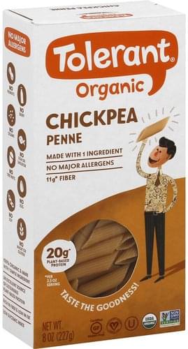 Tolerant Organic, Chickpea Penne - 8 oz, Nutrition Information | Innit