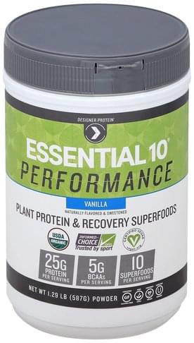 Designer Protein Powder, Vanilla Plant Protein & Recovery Superfoods - 1.29 lb