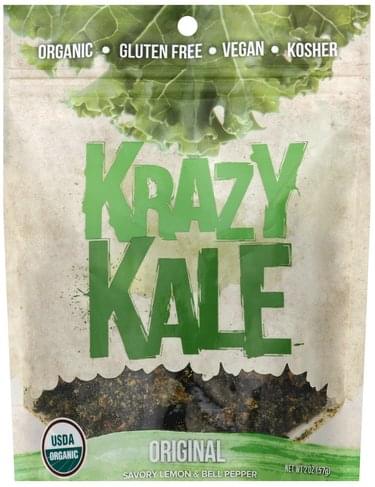 Krazy Kale Original, Savory Lemon & Bell Pepper Kale Chips - 2 oz