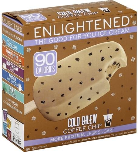 Enlightened Cold Brew Coffee Chip, Low Fat Ice Cream Bar - 4 ea