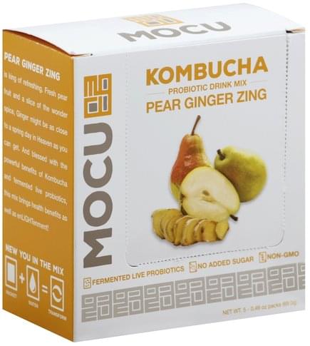Mocu Kombucha, Pear Ginger Zing Probiotic Drink Mix - 5 ea