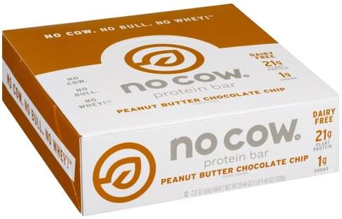No Cow Peanut Butter Chocolate Chip Protein Bar - 12 ea