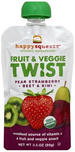 Happy Squeeze Pear Strawberry Beet & Kiwi Fruit & Veggie Twist - 3.5 oz