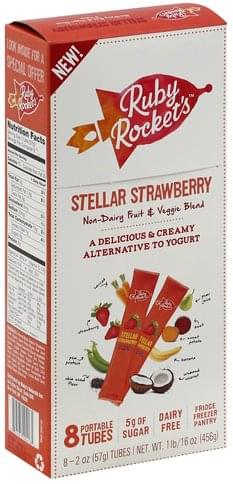 Ruby Rockets Non-Dairy, Stellar Strawberry, Portable Tubes Fruit & Veggie Blend - 8 ea