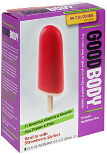 GoodBody Vanilla with Strawberry Sorbet Frozen Nutrition Bar - 4 ea