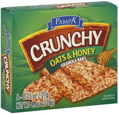 Pampa Crunchy Oats Honey Granola Bars 6 Ea Nutrition Information Innit