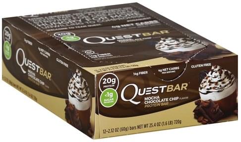 Quest Bar Mocha Chocolate Chip Flavor Protein Bar - 12 ea