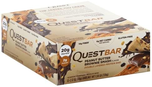 Quest Bar Double Layered, Peanut Butter Brownie Smash Flavor Protein Bar - 12 ea