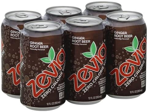 Zevia Zero Calorie, Ginger Root Beer Soda - 6 ea