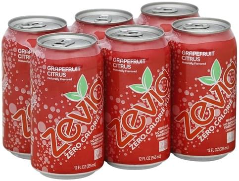 Zevia Zero Calorie, Grapefruit Citrus, Caffeine Free Soda - 6 ea