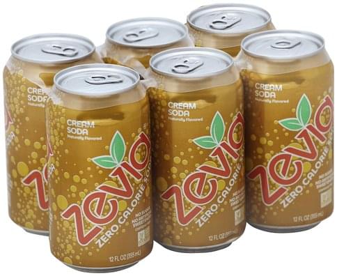 Zevia Zero Calorie, Cream, Caffeine Free Soda - 6 ea