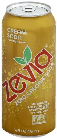 Zevia Zero Calorie, Cream Soda, Caffeine Free Soda - 16 oz