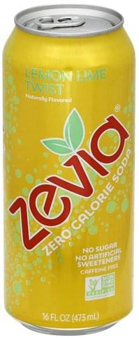 Zevia Zero Calorie, Lemon Lime Twist, Caffeine Free Soda - 16 oz