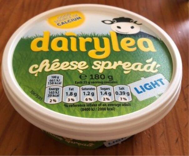 NA Dairylea processed cheesespread light 1, Nutrition Information