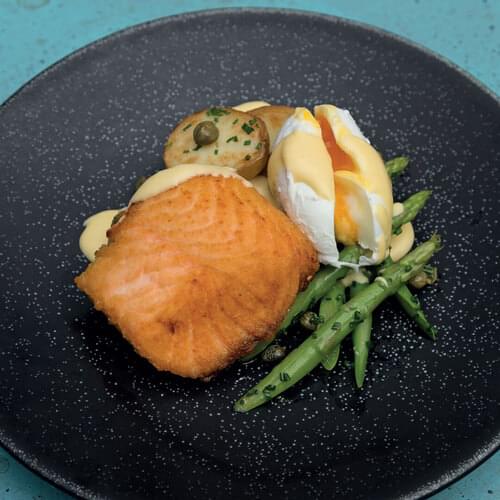 Hebridean Salmon with Poached Egg and Warm Potato Salad Central