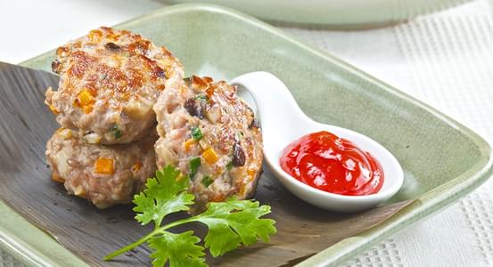 Pan-fried Minced Meat with Water Chestnut Patties