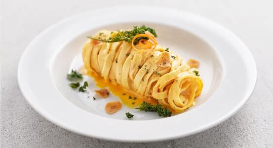 Sunshine Pappardelle in Carrot & Leek Cream
