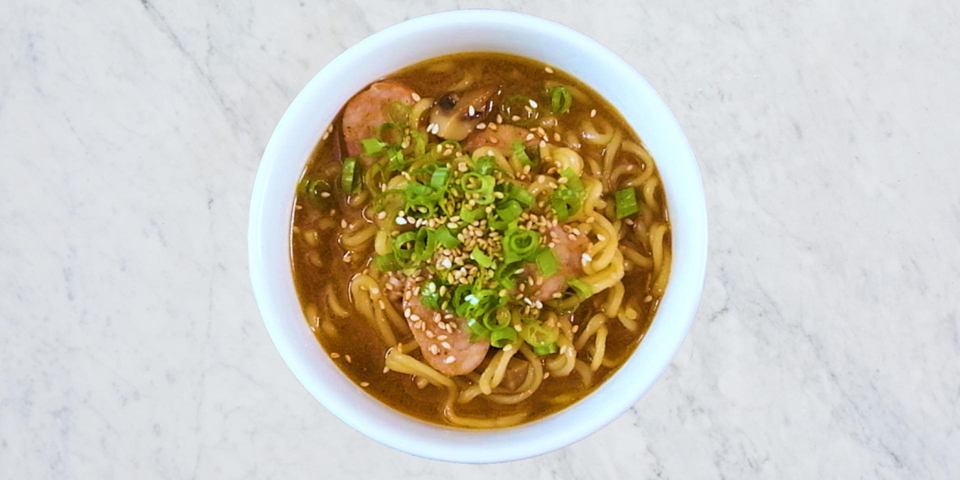 Japanese Soup w/ Ramen Noodles & Sausage