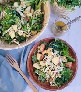 Apple Chicken Salad with Kale Pesto Pasta