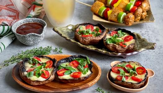 Caprese Mushrooms & Tofu Kebabs