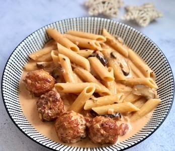 Meatball Rose Cream Penne Pasta