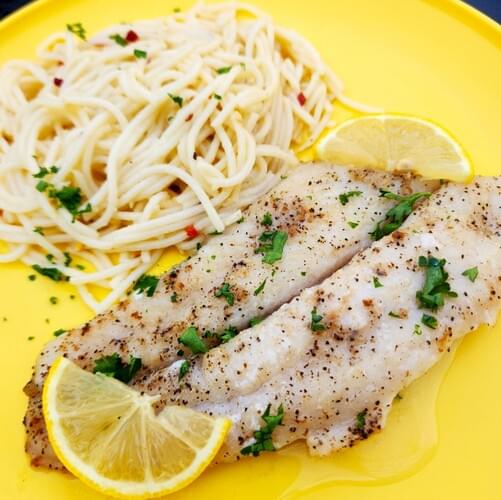 Lemon Butter Fish w/ Garlic Butter Spaghetti Joe V's Smart Shop Low