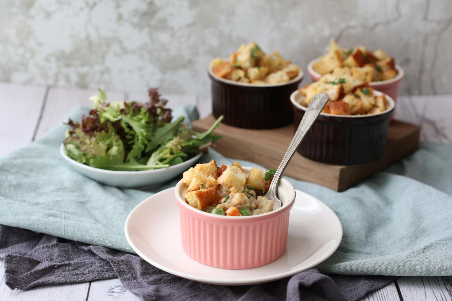 Chicken Pot Pie with Bread Topping